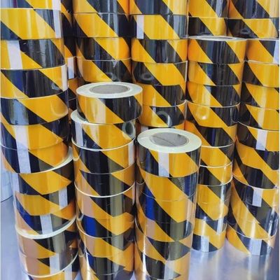 접착제 PE 보호 필름 검은 노란색 경고 테이프 ISO9001 SGS CE ROHS 승인